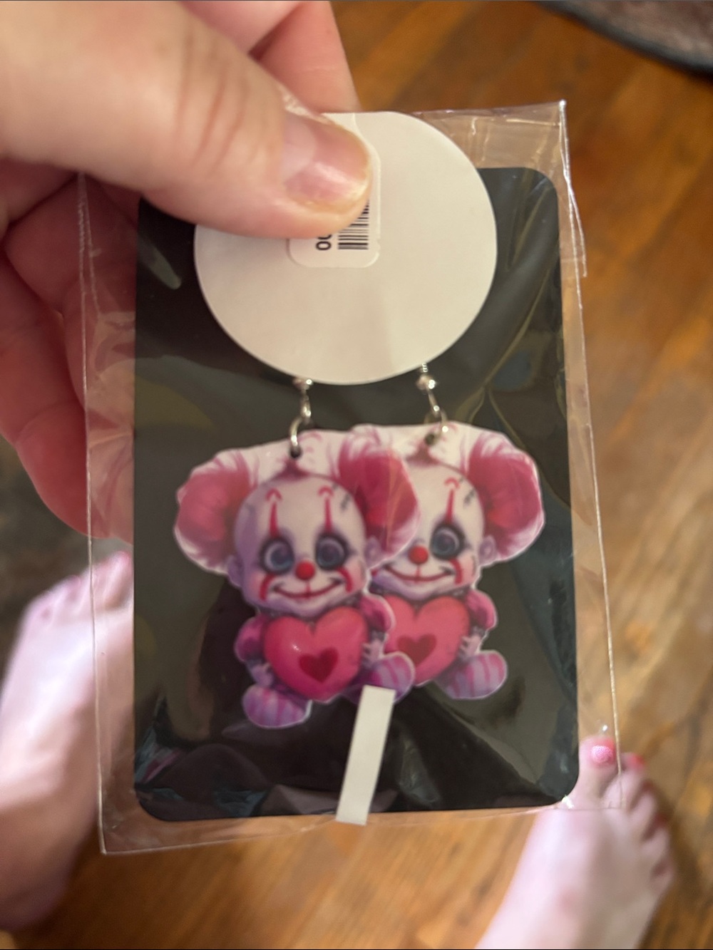 Pink Heart Clown Drop Earrings – Playful Pink Heart Jewelry